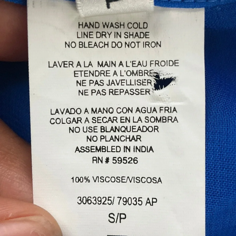 Trina Turk Swim Cover Up Dress Womens Small Blue Sheer Tie Neck Luxury NEW